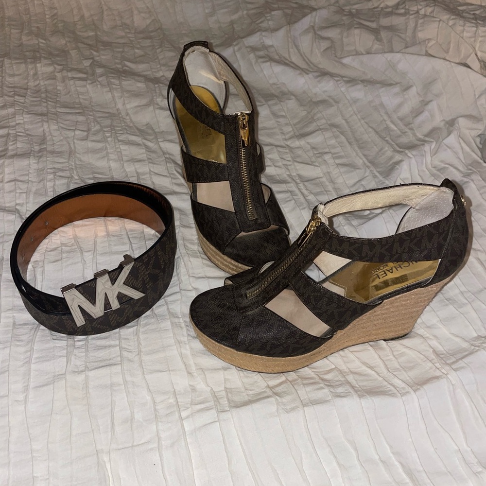Michael Kors Brown Wedge Sandals